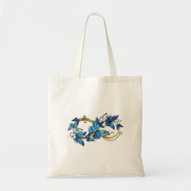 Bolsa Tote Symbol Infinity of Blue Morpho Butterflies (Frente)