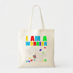 Bolsa Tote T Rex Dino I Am A Warrior Autismo Autismo Consciên