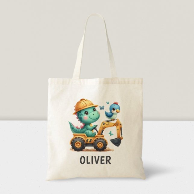 Bolsa Tote T-Rex Dinossauro Fofo Dirigindo um Veículo de Cons (Criador carregado)