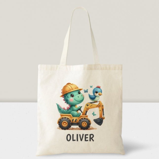 Bolsa Tote T-Rex Dinossauro Fofo Dirigindo um Veículo de Cons (Criador carregado)