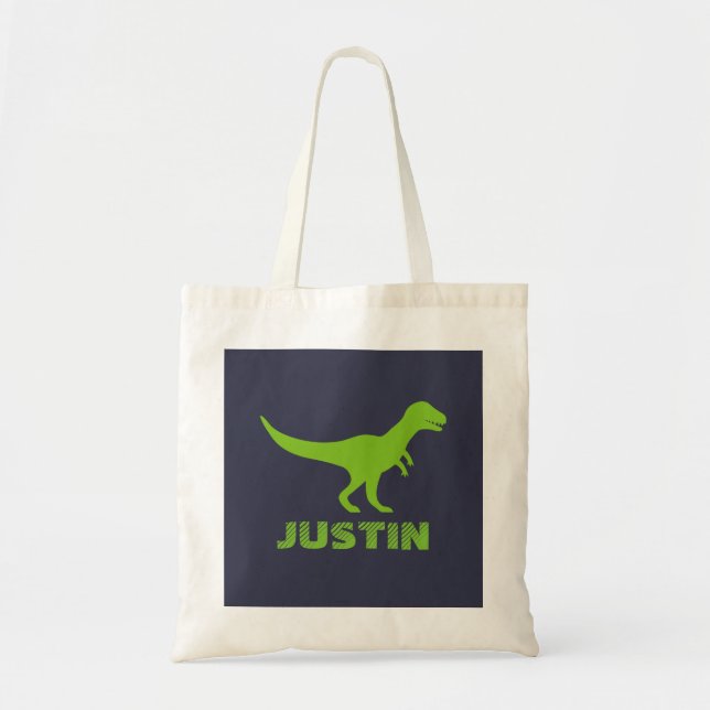 Bolsa Tote T Rex dinossauro tote saco personalizado para cria (Frente)