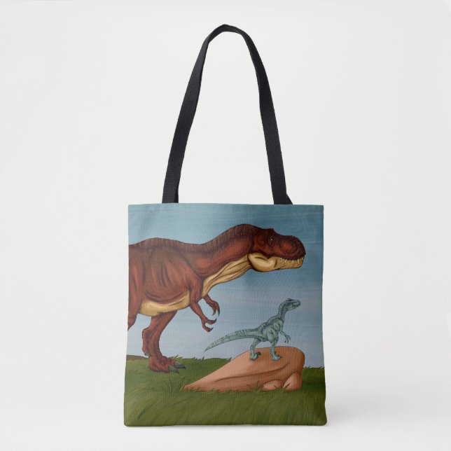 Bolsa Tote T-Rex e Velociraptor (Frente)