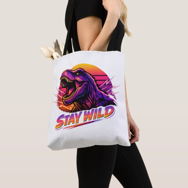 Bolsa Tote T-Rex Fique Selvagem (Close Up)