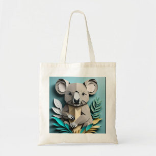 Bolsa Tote T-shirt de Design de arte em papel Koala 3D