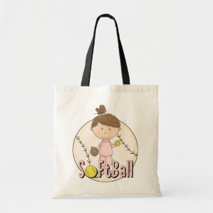 Bolsa Tote T-shirt e presentes do softball das meninas