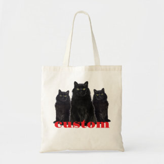 Bolsa Tote T-Shirt Gráfico de Gatos Pretos Personalizados