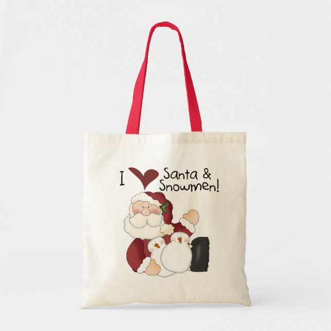 Bolsa Tote T-shirts e presentes papais noeis e bonecos de nev (Frente)