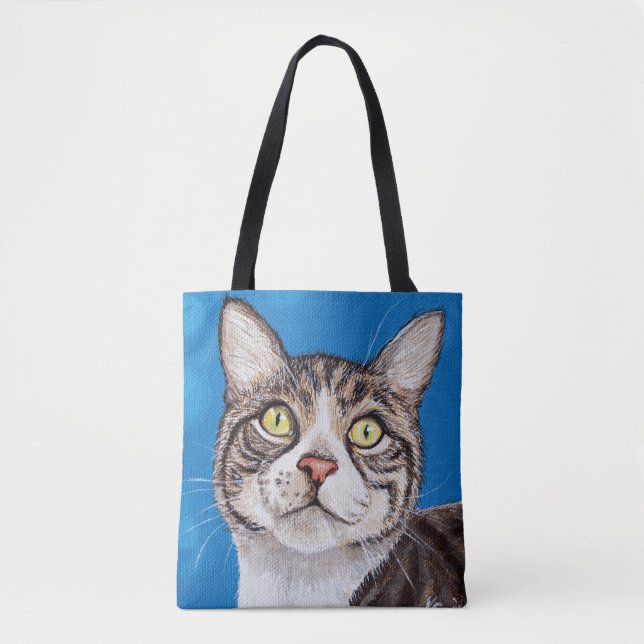 Bolsa Tote Tabby Cat Painting (Frente)