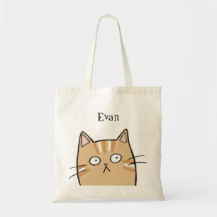 Bolsa Tote Tabby Laranja Funny Cat Personalizado Name Livros