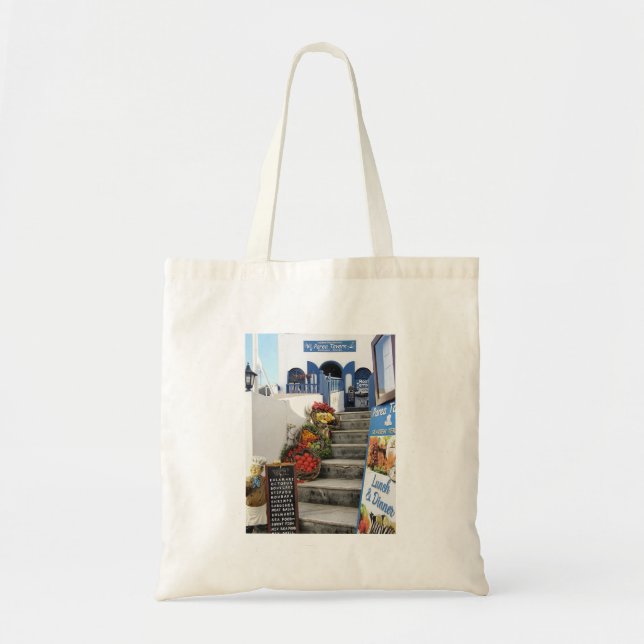 Bolsa Tote taberna grega em Santorini, piscina (Frente)