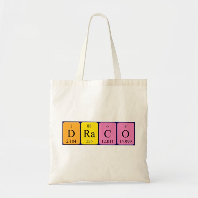Bolsa Tote Tabuleiro de nomes de mesa periódica do Draco (Frente)