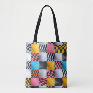 Bolsa Tote Tabuleiro de Xadrez 3D Vibrante – Pop Retro Divert