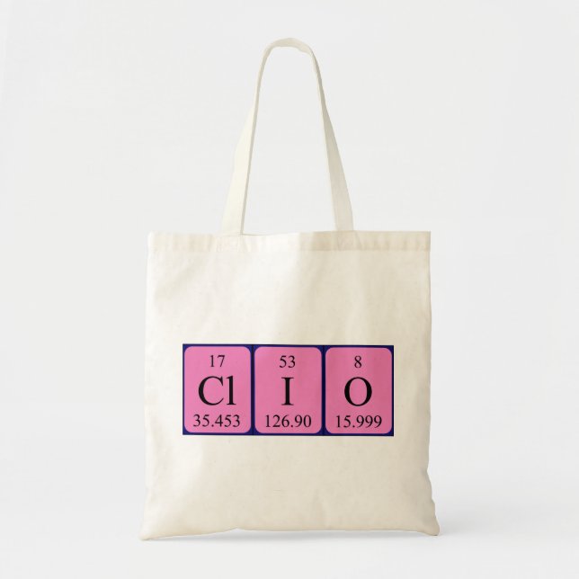 Bolsa Tote Tabuleiro do nome da mesa periódica do Clio (Frente)