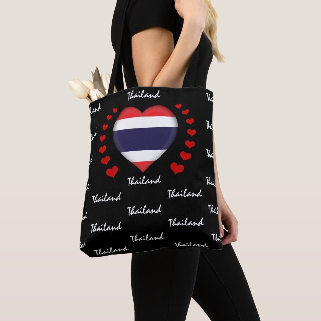 Bolsa Tote Tailândia Flag & Heart, Thai Flag fashion /sport (Close Up)