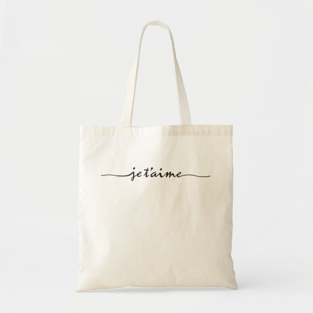 Bolsa Tote t'aime do je - eu te amo em francês - preto (Frente)