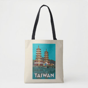 Bolsa Tote Taiwan   Dragão E Pagodas De Tigre