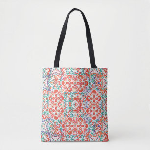 Bolsa Tote Talavera mexicana: Colagem de Azulejos Étnicos.