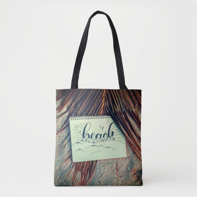 Bolsa Tote Talm frond da praia, esboço (Frente)