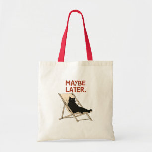 Bolsa Tote Talvez Mais Tarde Gato Preto na Cadeira de Praia
