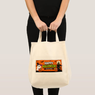 Bolsa Tote Tampo de saco de doces de Halloween fofo – Feliz H