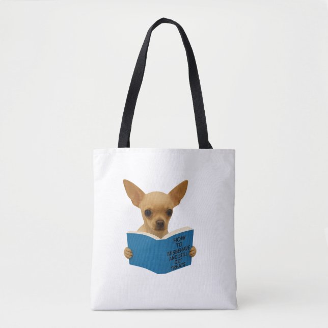 Bolsa Tote Tan Chihuahua como se comportar mal (Frente)