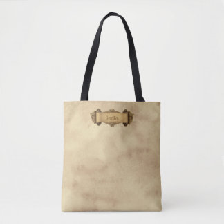 Bolsa Tote Tan + Marrom Ornato Rolagem Estilo Vintage