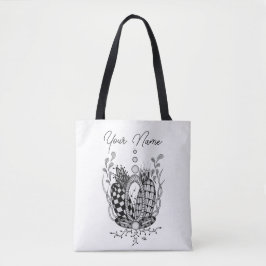 Bolsa Tote Tangle Art: Florales Design, Ovale -