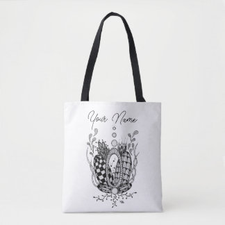 Bolsa Tote Tangle Art: Florales Design, Ovale -