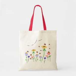 Bolsa Tote "Tantas Abelhas Flores" e flores Tote Bag.