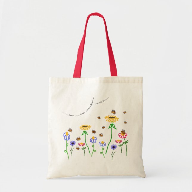 Bolsa Tote "Tantas Abelhas Flores" e flores Tote Bag. (Frente)