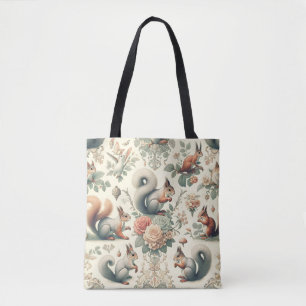Bolsa Tote Tapeçaria do Esquilo da Floresta Vitoriana