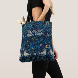 Bolsa Tote Tapeçaria Floral Clássica William Morris Blue Bird