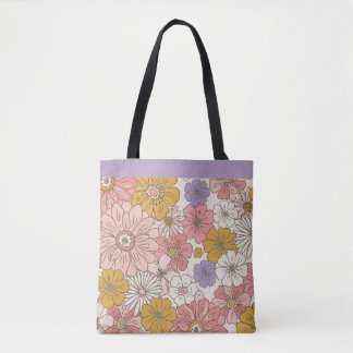 Bolsa Tote Tapete de Mesa Grande Jardim Floral Retro Boho