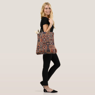 Bolsa Tote Tapete Geométrico de Kilim com Remendo Rústico