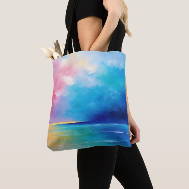 Bolsa Tote "Tarfarran" Paisagem Rosa e Azul (Close Up)