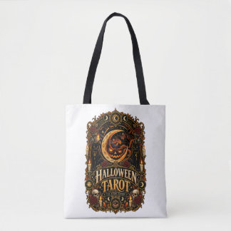 Bolsa Tote Tarot de Halloween Vintage Lua Mística & Gato Pret