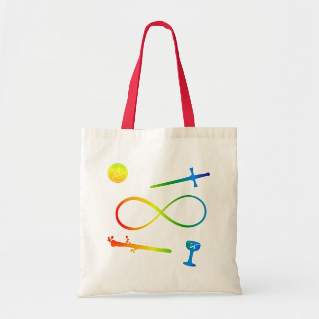 Bolsa Tote Tarot Lemniscate: O Arco-Íris Mágico e Elementos (Frente)