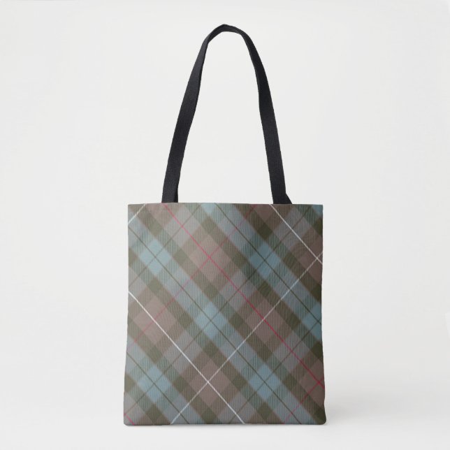 Bolsa Tote Tartan da caça de Fraser do clã resistido - girado (Frente)