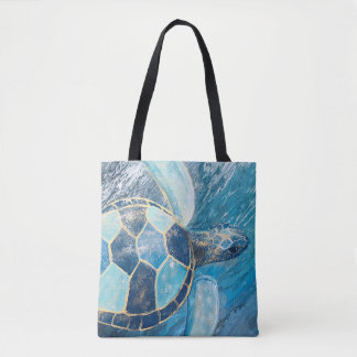 Bolsa Tote Tartaruga Costeira Azul-Marinha Pintada Pintada Sa