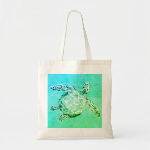 Bolsa Tote Tartaruga de mar azul e verde