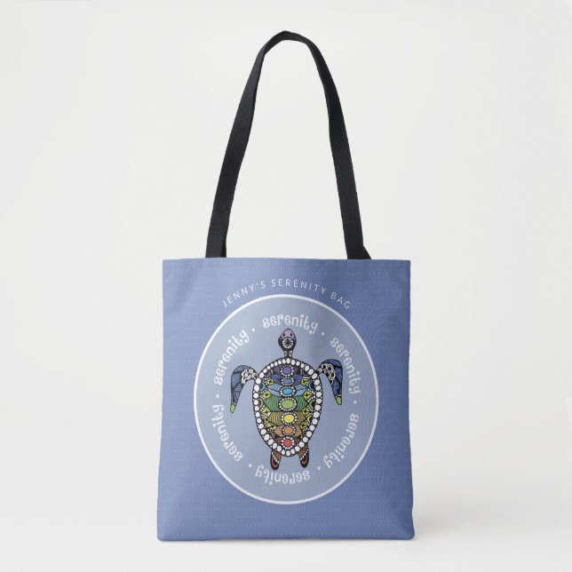 Bolsa Tote Tartaruga de Serenidade Personalizada Chakras (Frente)