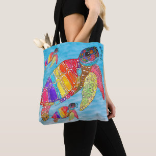 Bolsa Tote Tartaruga-do-mar Colorida 