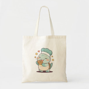 Bolsa Tote Tartaruga Fofa de Chapéu de Chef Comendo Biscoito