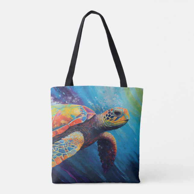 Bolsa Tote Tartaruga Marinha Aquarela (Verso)