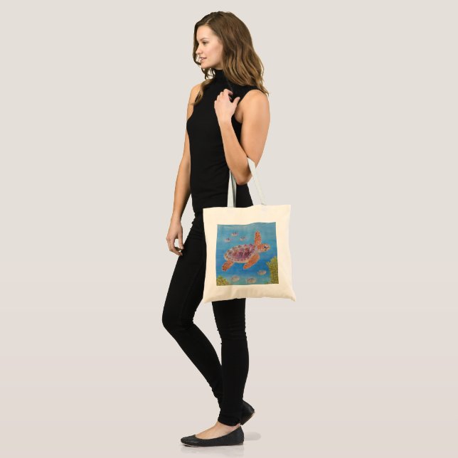 Bolsa Tote Tartaruga Marinha Cabeçuda Jovem (Frente (modelo))