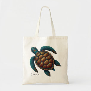 Bolsa Tote Tartaruga marinha desenho maia de Cancun