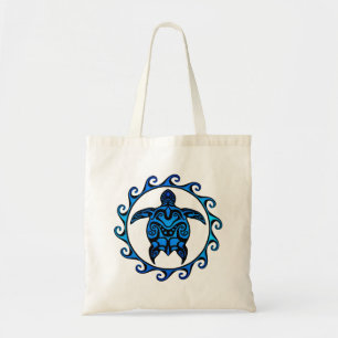 Bolsa Tote Tartaruga tribal azul Sun