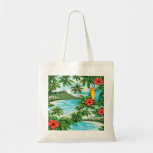 Bolsa Tote Tartaruga Tropical de Oahu Havaí, Prancha de Surf 