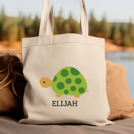 Bolsa Tote Tartaruga Verde Fofa Personalizada para Crianças