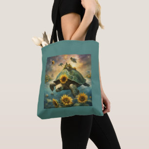 Bolsa Tote Tartarugas caprichosas e compras de girassóis